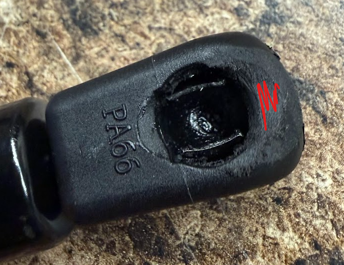 Hood strut needed slight sanding modification to fit properly.